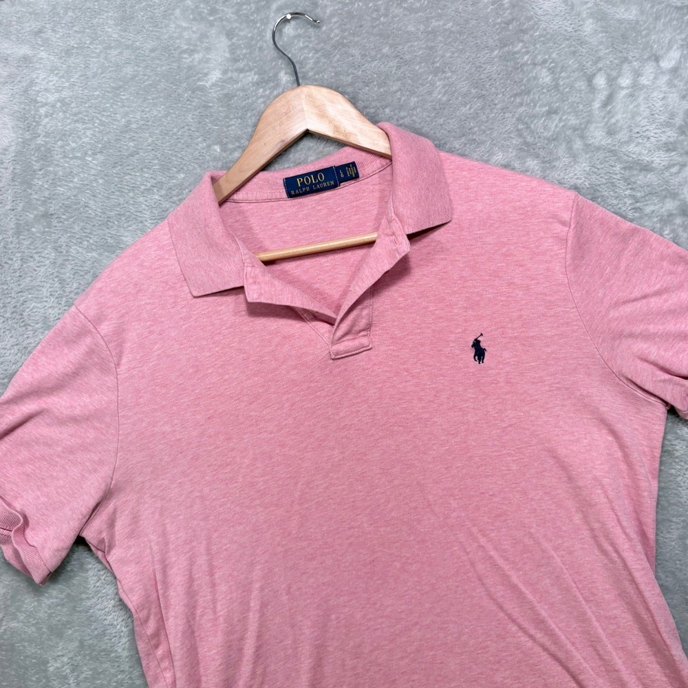 Polo Ralph Lauren Polo Shirt Mens L Pink Short Sleeve Heathered Pony Logo